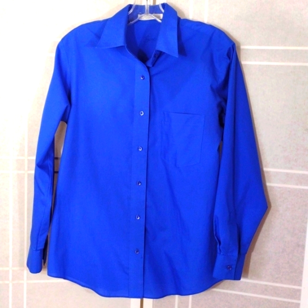 Royal blue Foxcroft wrinkle-free button-down shirt 4